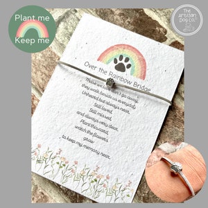 Carte à planter sur le pont arc-en-ciel et bracelet commémoratif pour chien/chat/animal de compagnie