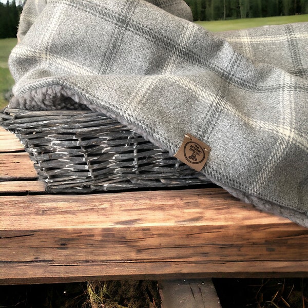 Luxury Harris Grey Check Handcrafted Dog/cat/pet Blanket - optional Personalisation