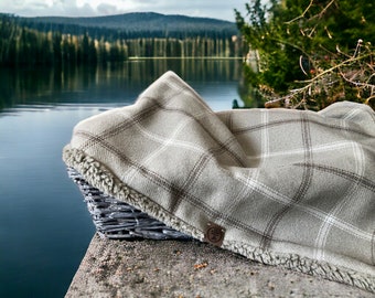 Luxury Taupe Check Haldon Handcrafted Dog/cat/ Pet Blanket/throw - optional personalisation