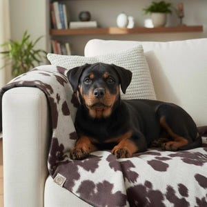 Handcrafted Faux Cow Hide Dog Blanket – Sherpa Fleece or Faux Leather