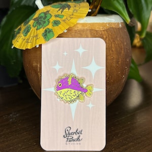 Puffer fish enamel pin