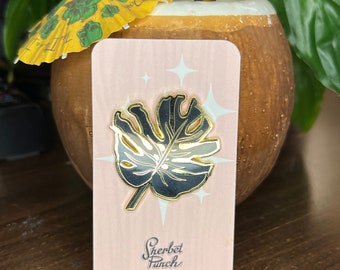 Large Monstera leaf enamel pin - Nocturna Collection