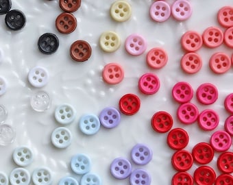 6mm Tiny Round 4-Hole Plastic Buttons, in 12 Colors, Micro Mini Buttons, Perfect For Doll Clothes