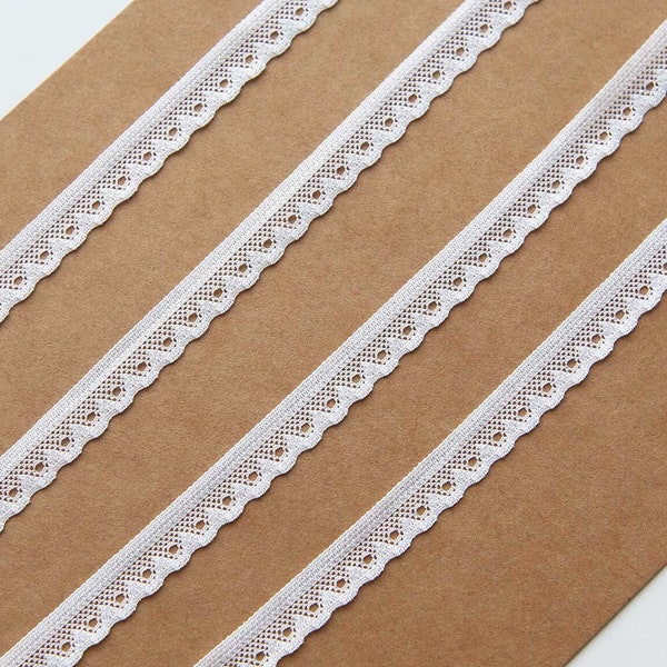 2 yards – 10 mm/0,39" Garniture en dentelle extensible en élasthanne blanc de qualité supérieure, douce et agréable au toucher, fournitures d'artisanat de couture