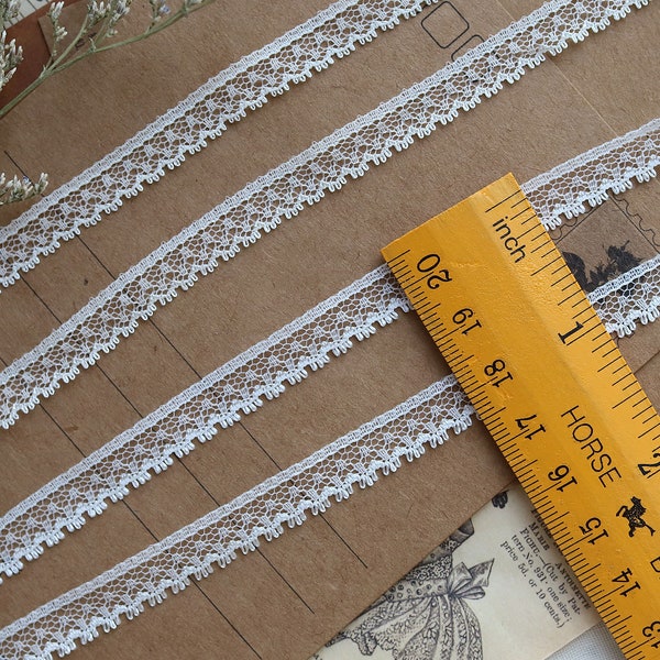8mm/0.31" Delicate White / Beige / Black Nylon Lace Trim, Sold by the Yard, Very Tiny Lace Perfect For Doll