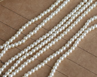 3mm/0.12" Ivory faux pearl with very beautiful luster, made in Japan, about 200 PC