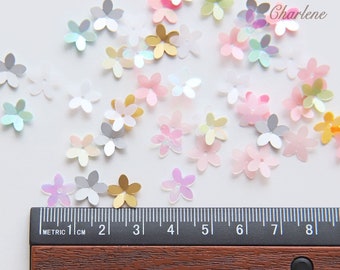 10mm/0.39" Sparkling Flower Shape Sew on Sequins, in 12 Color, Craft Supplies, Doll Clothes Embellishments, Pack of about 8 Grams