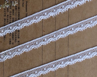 8mm French heirloom white cotton tiny lace trim by the yard, made in France, tiny lace perfect for doll clothing