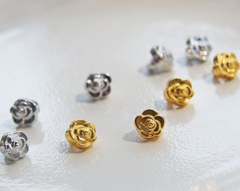 5mm Super Tiny Rose Flower Shank Buttons, in 4 Colors, Doll Blouse Shirt Overcoat Buttons, Extra Mini