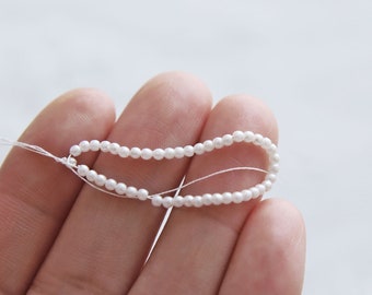1.75mm/0.07" Super Tiny Premium White and Cream Faux Pearl Beads, Perfect for BJD Doll Clothes, Pack of about 3 Grams / 600PCS