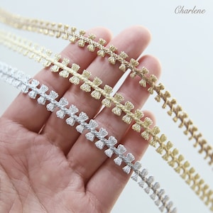 2 yards - 8 mm/0,31" garniture premium or et argent, en 3 couleurs, fournitures créatives - L114