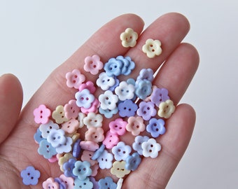 8mm/0.31" Tiny Plastic Flower Shape 2-Hole Buttons, in 22 Colors, Mini Buttons for Doll Clothes, Craft Supplies