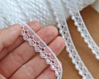 Special Offer - 2 Yards - 12mm/0.5" White Nylon Lace Trim, Perfect for Doll Clothes, Sewing Craft Supplies