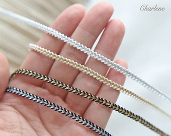 2 Yards - 4mm/0.16" Tiny Gold and Silver Braid Trim, in 4 Colors, Sewing Craft Supplies, Perfect for Doll Clothes