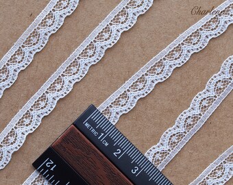 2 Yards - 10mm/0.4" Tiny White Nylon Lace Trim, Sewing Craft Supplies, Perfect for Doll Clothes