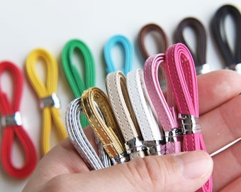 Lanières en cuir 5 mm/0,2 po. avec fil à coudre, en 13 couleurs, ceinture pour poupée, accessoires de couture pour poupée, prédécoupé à 46 cm/18 po.