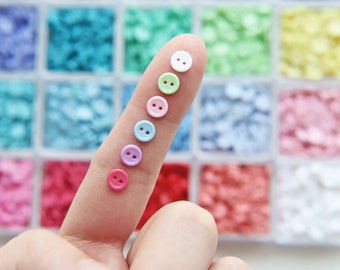 6mm Tiny Plastic Round 2-Hole Buttons with Rim, in 20 Colors, Mini Buttons for Doll Clothes, Handcraft Supplies