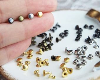 4mm Mini Brass Rivet Studs, in 4 Colors, for Doll Clothes Sewing Projects, Mini Craft Supply