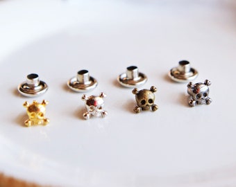 5mm Mini Skull Rivet Studs, in 4 Colors, for Doll Clothes Sewing Projects, Mini Craft Supply