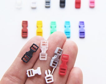 2 Pairs - 4mm (Inner diameter) Tiny Plastic Side Release Buckles, in 11 Colors, Perfect for Doll Clothes Sewing Projects