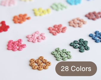 Boutons ronds en polyester super petits de 4 mm, finition mate, en 28 couleurs, micro mini-boutons, parfaits pour les vêtements de poupée