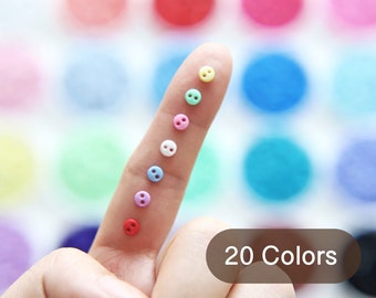 4mm Super Tiny Polyester Round Buttons, in 20 Colors, Micro Mini Buttons, Perfect for Doll Clothes