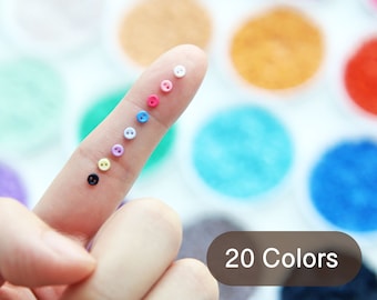 3mm/0.12"  Tiny Round Plastic Buttons, in 20 Colors, the Smallest Buttons, Perfect for 12" and Smaller Doll Clothes