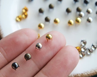 4mm Round Mini Studs, in 4 Colors, for Doll Clothes Sewing Projects, Mini Craft Supply