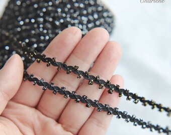 2 Yards - 5mm/0.2" Tiny Wavy Lace Trim, in Black Gold and Silver Colors, Sewing Craft Supplies, Perfect for Doll Clothes