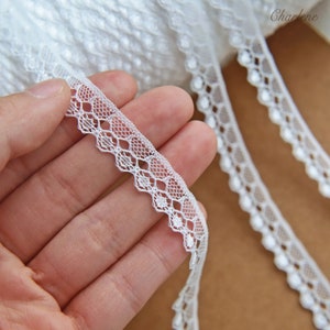 Offerta speciale - 2 iarde - 12 mm/0,5" Bordo in pizzo di nylon bianco, perfetto per vestiti per bambole, forniture artigianali per cucito