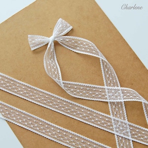 2 yards - 16 mm/0,63" zacht wit en zwart nylon invoeging kant trim, naaien ambachtelijke benodigdheden