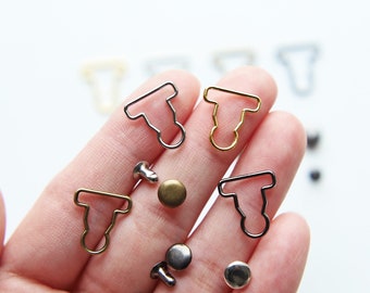 4 PCS - 12mm (Inner Diameter) Mini Overall Buckles and Studs, in 4 Colors, for 18" Doll or Similar Size Doll, Doll Craft Supplies