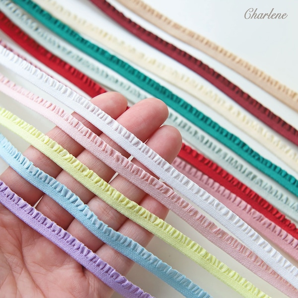 2 Yards - 7mm/0.28" Tiny Stretchy Ruffles, in 19 Colors, Pleated Lace Trim, Perfect for Doll Clothes, Sewing Craft Supply