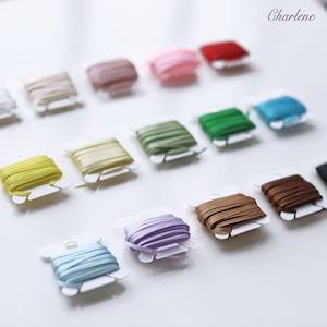 5 yards - 2 mm/0,1" ruban de satin super fin, en 15 couleurs, accessoires de couture, pour vêtements de poupée, prédécoupé à 5 yards