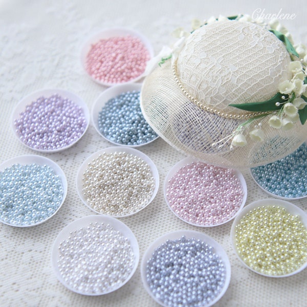 3mm/0.12" Premium Faux Pearl Beads, in 11 Colors, Sewing Craft Supplies, Pack of about 5 Grams