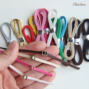 3mm/0.12" Leather Straps with Sewing Thread, in 13 Colors, Doll Belt, Doll Sewing Craft Supplies, Pre-cut to 46cm/18"