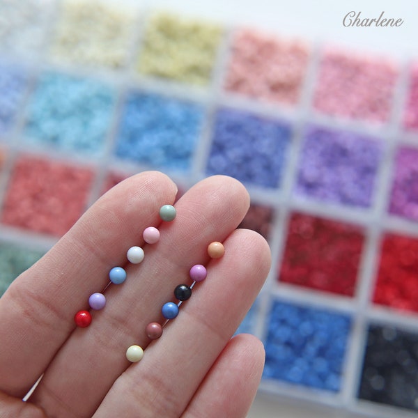 4mm Super Tiny Round Shank Buttons, in 24 Colors, Mini Mushroom Shaped Buttons for Doll Clothes, Tiny Domed Buttons, Craft Supplies - B080