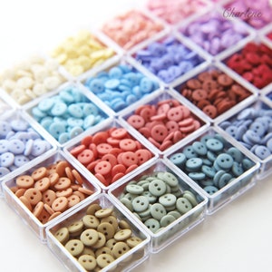 7.5mm Tiny Resin Matte Finish Round Buttons, in 24 Colors, Mini Buttons for Doll Clothes, Craft Supplies - B067