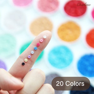 3mm/0.12"  Tiny Round Plastic Buttons, in 20 Colors, the Smallest Buttons, Perfect for 12" and Smaller Doll Clothes