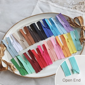 7cm/2.8" Open End Super Tiny Zippers for Doll Clothes, in 20 Colors, Micro Mini zippers, Perfect for Making Doll Overcoat or Jacket