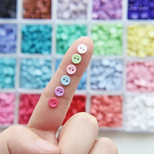 6mm Tiny Plastic Round 2-Hole Buttons with Rim, in 20 Colors, Mini Buttons for Doll Clothes, Handcraft Supplies