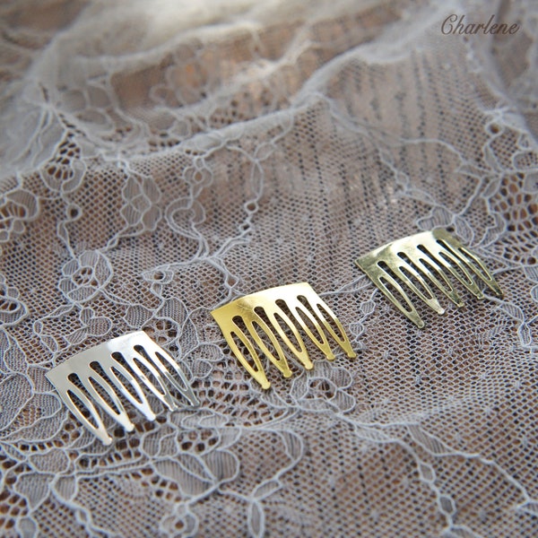 23×25mm/0.9"×1.0" gold/ silver/ bronze tone metal hair combs, for Doll Hair Accessories Making