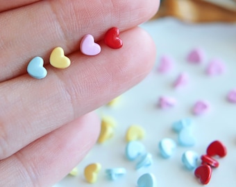5mm Mini Metal Heart Shape Shank Buttons, in 4 Colors, Doll Clothing Buttons