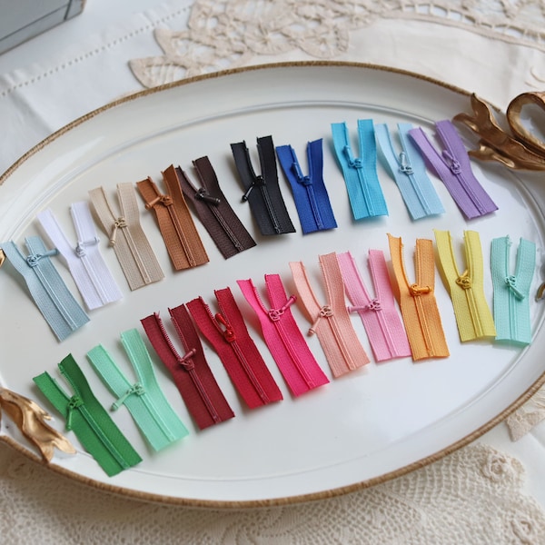 5cm/2.0" Super Tiny Zippers for Doll Clothes, in 20 colors, Micro Mini zippers, Perfect for Doll Sewing Projects