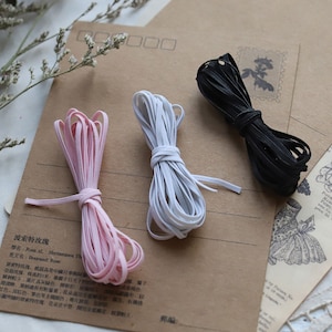 2 yardas-corte elástico pequeño de alta calidad de 2mm, banda elástica, en blanco, rosa y negro, perfecto para ropa de muñecas