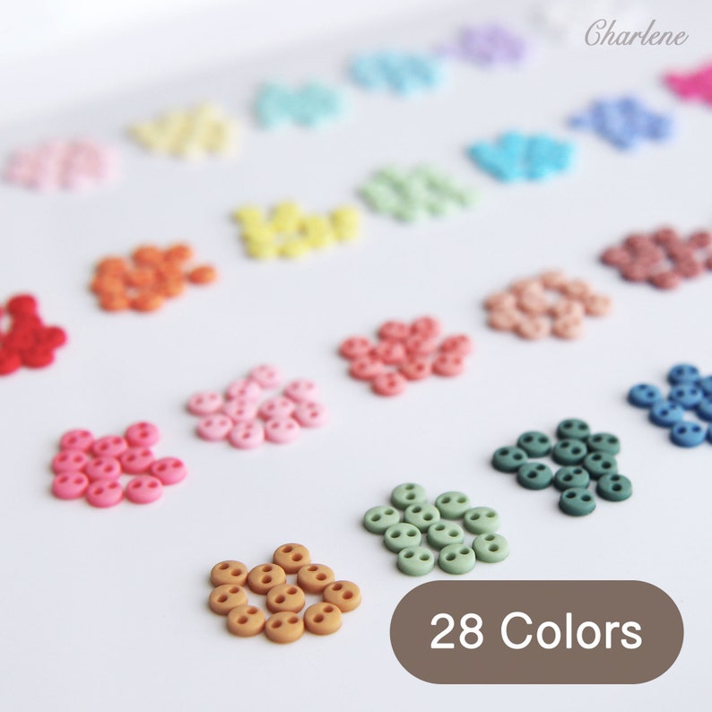 Boutons ronds en polyester super petits de 4 mm, finition mate, en 28 couleurs, micro mini-boutons, parfaits pour les vêtements de poupée image 1