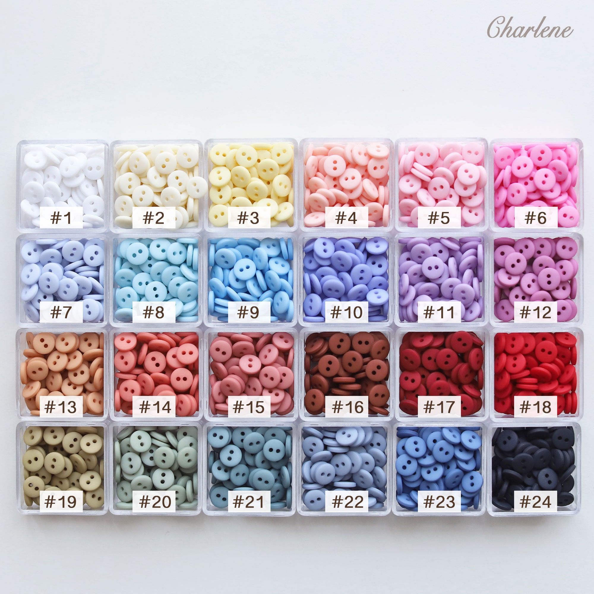 7.5mm Tiny Resin Matte Finish Round Buttons, in 24 Colors, Mini Buttons ...