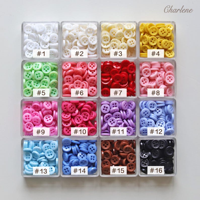 7.5mm/0.30" Mini 4-hole Buttons With Rim, in 16 Colors, Tiny Buttons ...