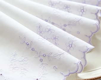 Tissu dentelle à broder, fleurs violet clair, 19 cm, dentelle à broder, fournitures créatives pour couture, vendu par mètre