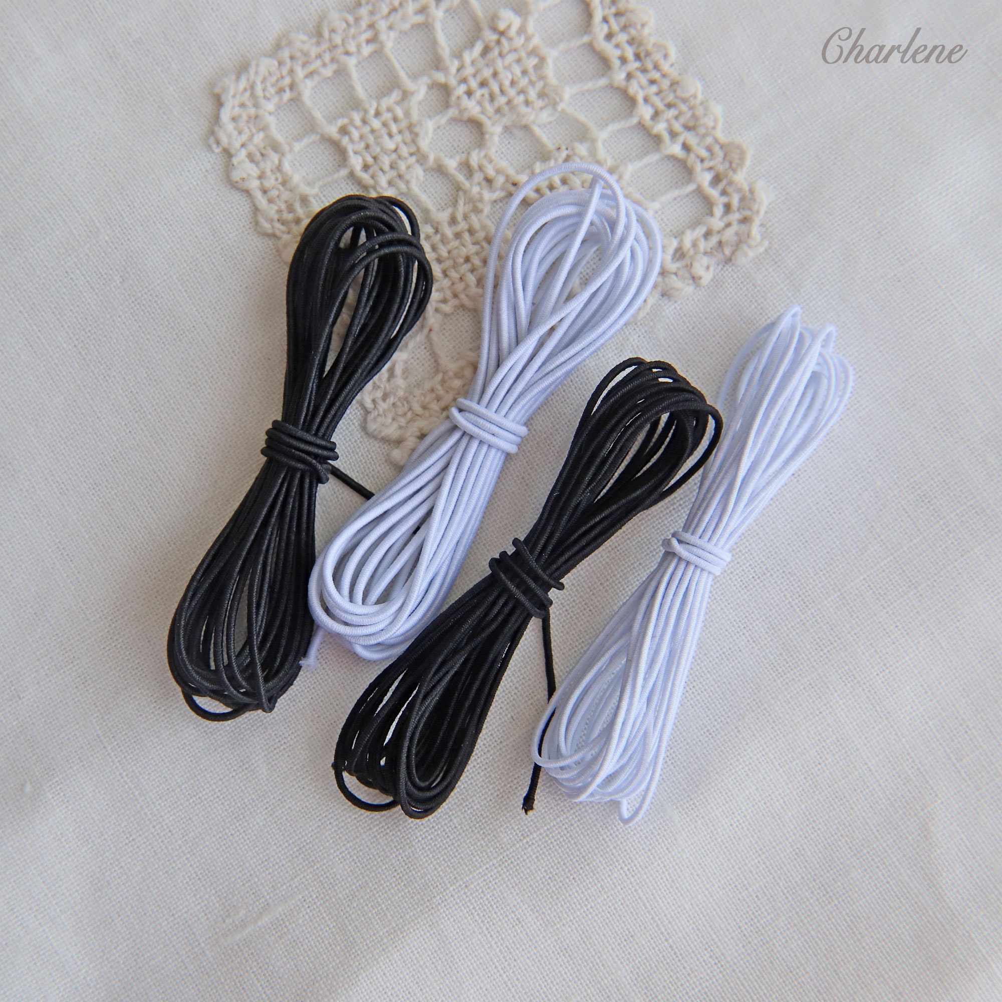 10 Yard Elastic String 2mm Elastic Band Elastic Cord Earloop Elastic Cord  for Sewing,for Masks Handmade Elastic Bands,white Elastic Rope 